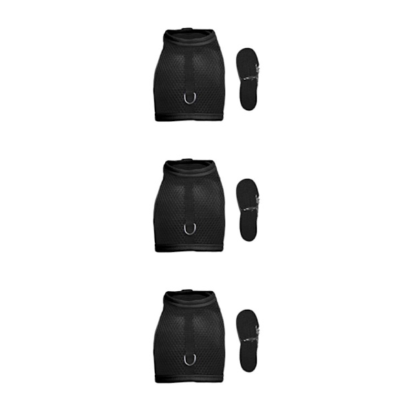 1/3 Hamster Kanin Marsvin Råtta Iller Andas Mesh Sele Black L 3PCS