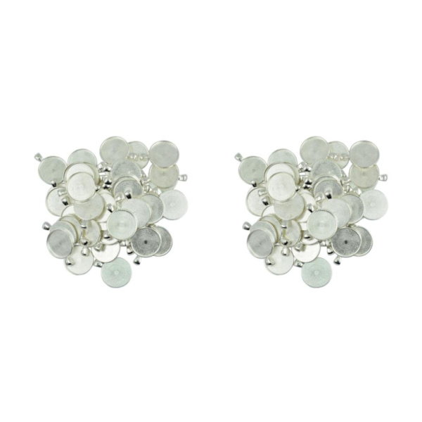 1/2/3 50 stycken tom, rund rambricka Base DIY Cabochon Silver White 29x22mm 2Set
