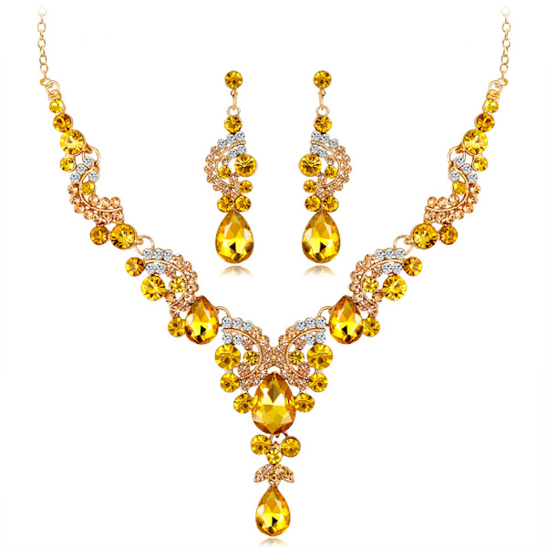 1/2/3/5 3 stycken/ set kvinnor halsband bröllop bröllop örhänge Champagne 5PCS