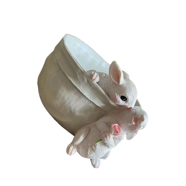 1/2 Resin Snygg kanin Blomkruka Trädgårdar Skönhet inomhus och Rabbit Kissing 1 Pc