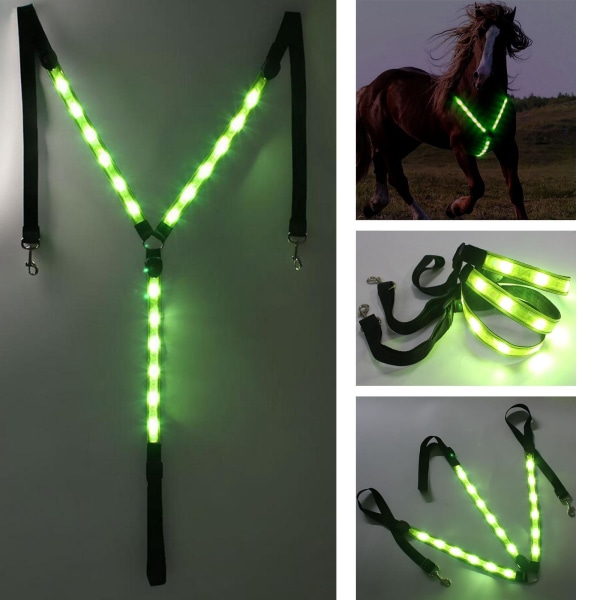 1/2/3/5 justerbar LED-hästbröstkrage mycket synlig Green 1 Pc