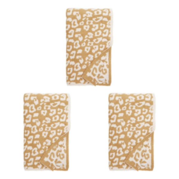 1/2/3 Throw Blanket Leopard Print Flanell Fleece Filtar Plysch light tan 30x35in 3Set