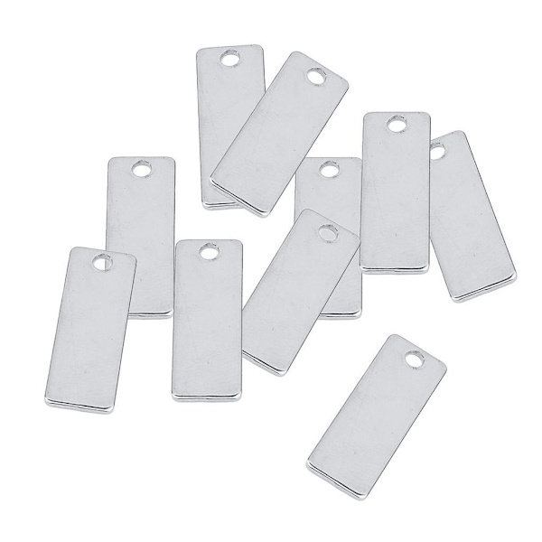 1/2/3/5 10 bitar metall platt rektangel blank stämpling För Silver 18x32mm 1Set