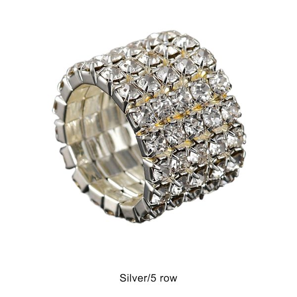 1/2/3/5 Stretch Crystal Ring Utsökt inläggning för Elegant silver 5 rows 1 Pc