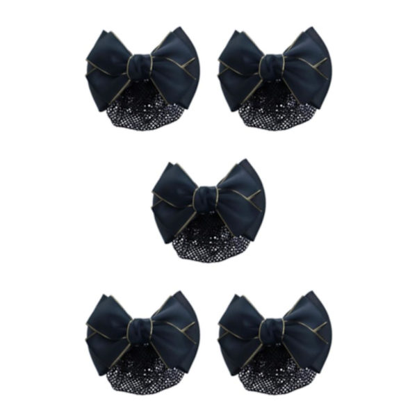 1/2/3/5 tyg lätt att bära Elastiska hårnät för moderiktiga Gold rim - black 5Set
