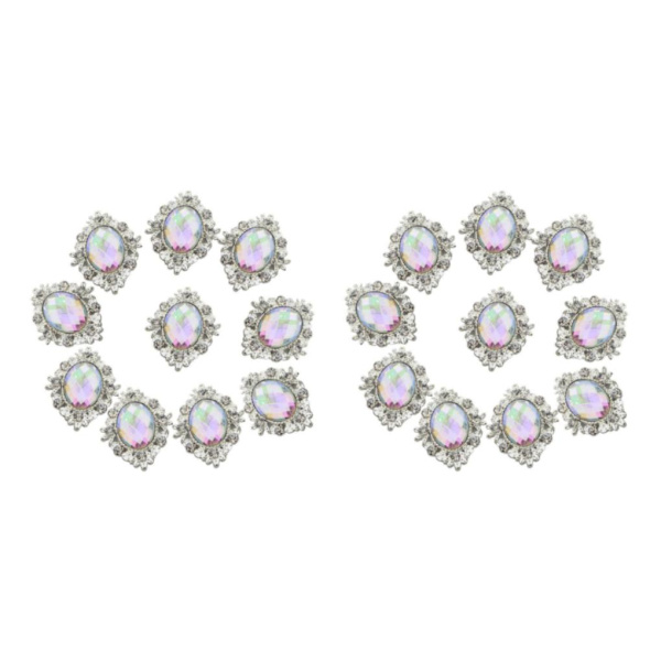 1/2 10 st Oval Flatback Akryl Kristall Rhinestone Button DIY 2Set