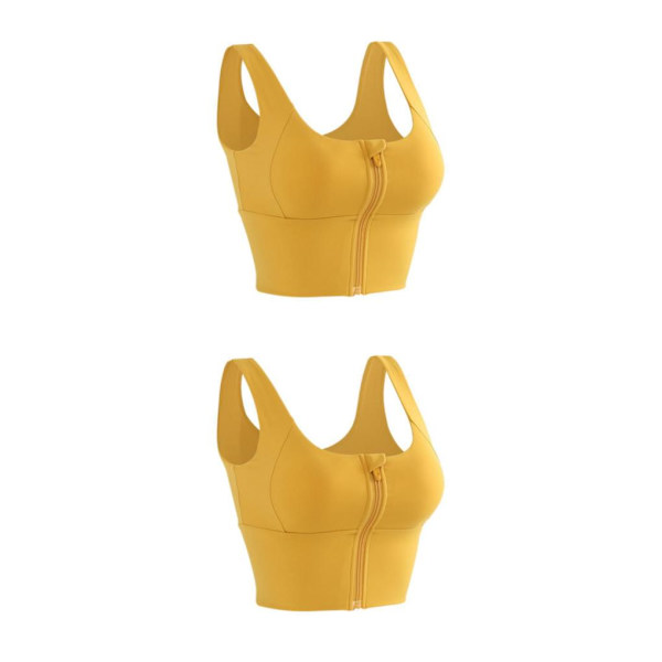 1/2/3 Womens Front Zip Sport BH För bekväma vadderade Shapewear Yellow S 2Set