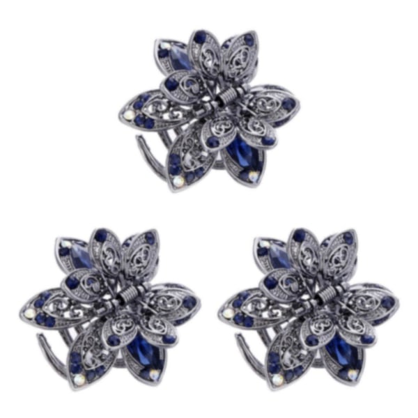 1/3 Rhinestone Flower Large Hair Claw Clip Hårtillbehör för 3Set