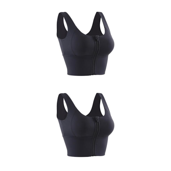 1/2/3 Womens Front Zip Sport BH För bekväma vadderade Shapewear Black L 2Set