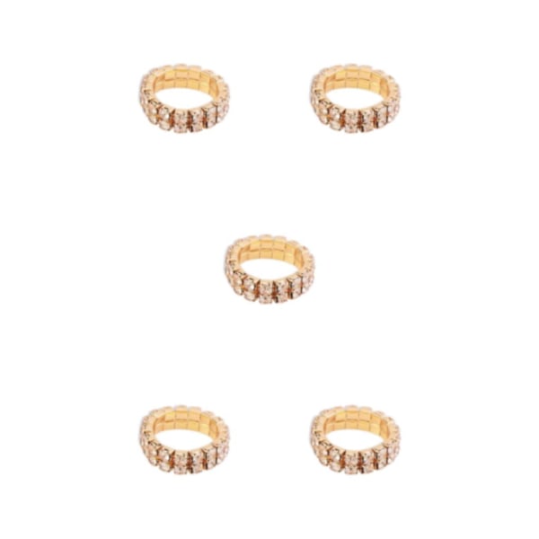 1/2/3/5 Stretch Crystal Ring Utsökt inläggning för Elegant golden 2 rows 5PCS