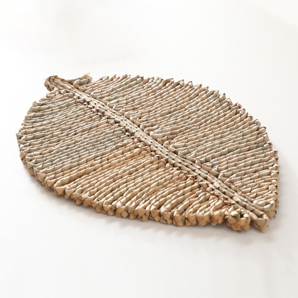 1/2/3/5 Rattan Placemat för Creative Thicken Khaki Leaf Shaped Light Brown 23x16cm 1Set