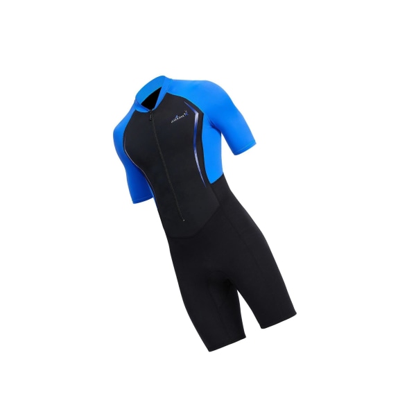 Shorty våtdräkt för män med hela kroppen dragkedja fram för Surf Spearfishing Blue XXL