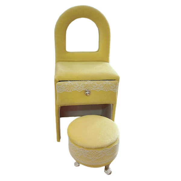 1/2 Chic smycken case för flickor Kvinnor Ringar halsband Desk Cream Yellow 1Set