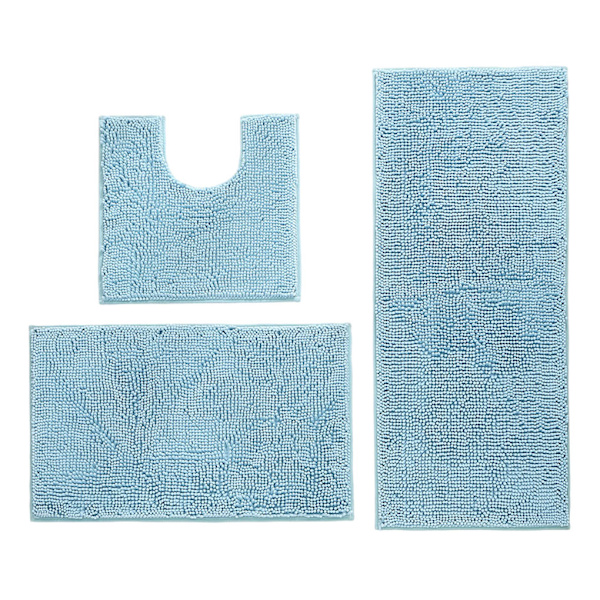 utmärkt Randiga badrumsmattor Non-Slide 3-delad Set För light blue