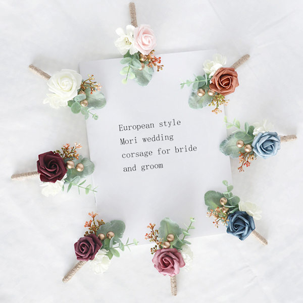 1/2/3/5 Stabilt fixerade konstgjorda bröllopsblommor Boutonniere För Deep Cameo 1 Pc