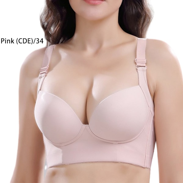 1/2/3 Dam Deep Cup BH Shapewear Ryggstängning Sexiga underkläder Pink CDE 34 1 Pc