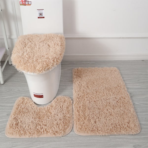 3st PU Mjuk Textur Stark Vattenabsorption Toalettmatta Set För Black