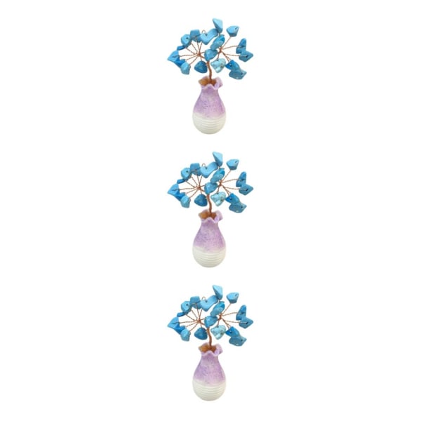 1/2/3/5 Mini Crystal Tree Wealth Luck Tree Positiv energi för Blue Turquoise 5cm 3Set