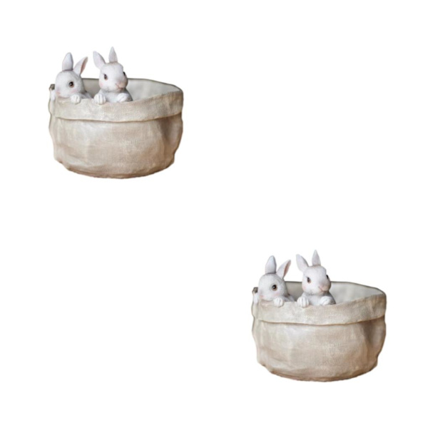 1/2 Resin Snygg kanin Blomkruka Trädgårdar Skönhet inomhus och Rabbit 2PCS