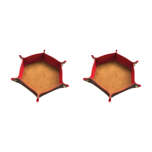 1/2 tärningsbricka PU-läder dubbelsidig tärningsmatta för brädspel Red Brown 2Set