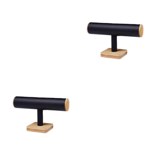 1/2 trätillverkat armbandsskärmstativ, hållbart och utsökt hantverk Black 2Set