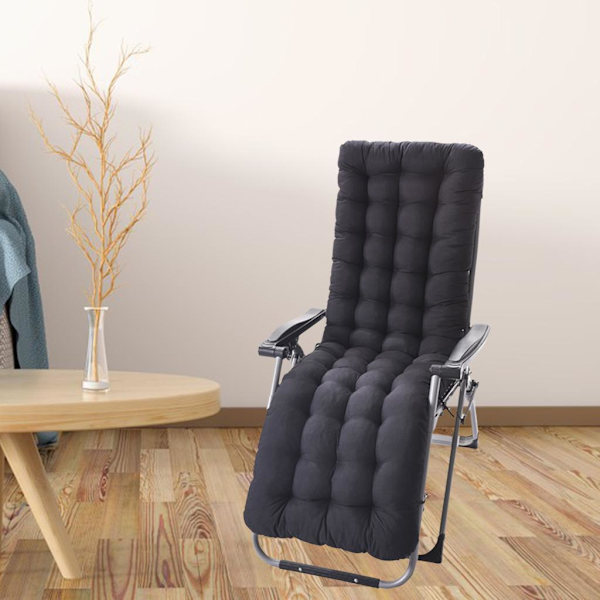 Bekväm polyester trädgårdsfåtöljskudde förtjockad matta Black 48*155*8cm