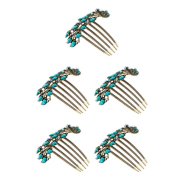 1/3/5 Antik metall Rhinestone Peacock hår kammar Clip Bröllop 5Set