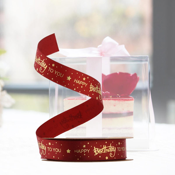 1/2/3/5 Grattis på födelsedagen band DIY presentförpackning för tårta box Red 10Yard 1.5cm 1Set
