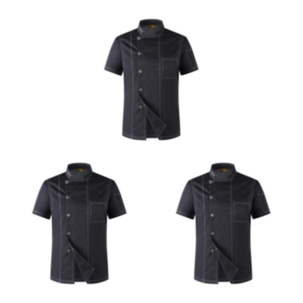 1/2/3 Svart Lätt att rengöra Chef Coat Button Chef Uniformer För black xxl 3Set