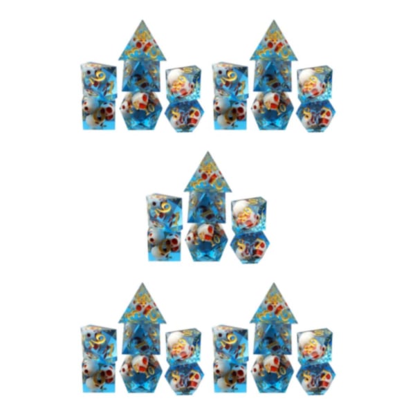 1/2/3/5 7x polyedriska tärningar D4-D20 tärning, för bordsspelsfest Blue 5Set
