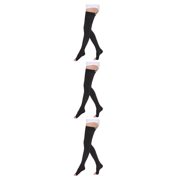 1/2/3 Trendiga och moderiktiga över knästrumpor för Open Toe-black XL 3Set