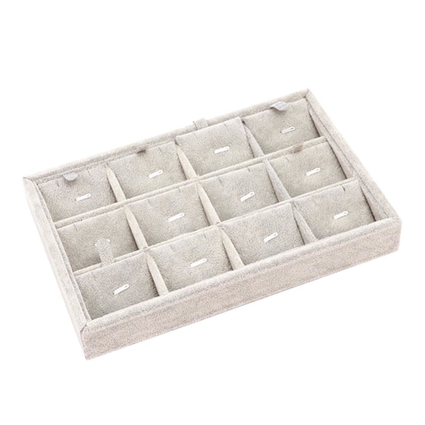 1/2/3/5 Stapelbar smyckesbricka Multipurpose Portable Velvet för Flannel White 12 Grids 1Set