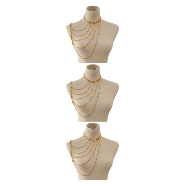 1/2/3/5 Body Chain Multi lager En Shoulder Smycken Tofsar Golden 3Set