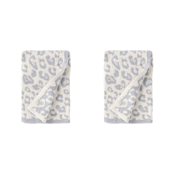 1/2/3 Throw Blanket Leopard Print Flanell Fleece Filtar Plysch white 40x47in 2Set