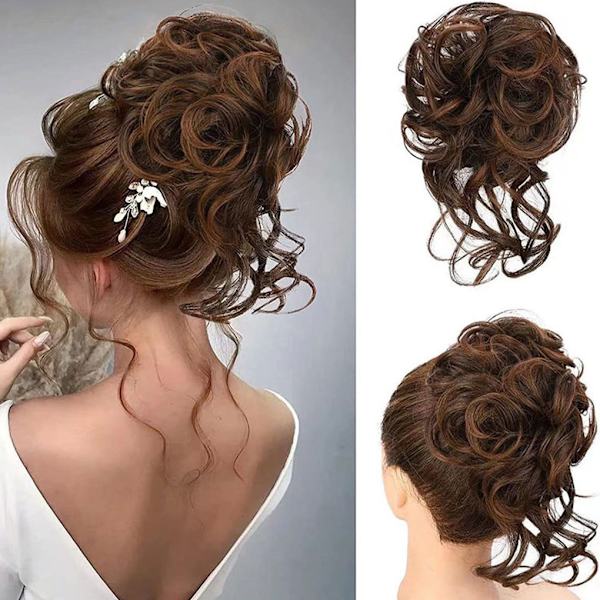 1/2/3/5 stökiga hårbullar Högtemperaturfiber Naturliga Och light brown 1Set
