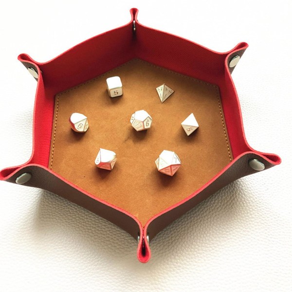 1/2 tärningsbricka PU-läder dubbelsidig tärningsmatta för brädspel Red Brown 1Set