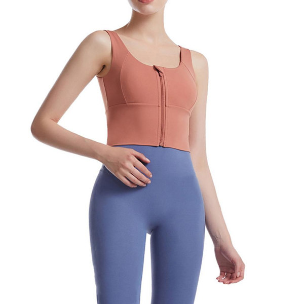 1/2/3 Womens Front Zip Sport BH För bekväma vadderade Shapewear Size Orange S 1Set