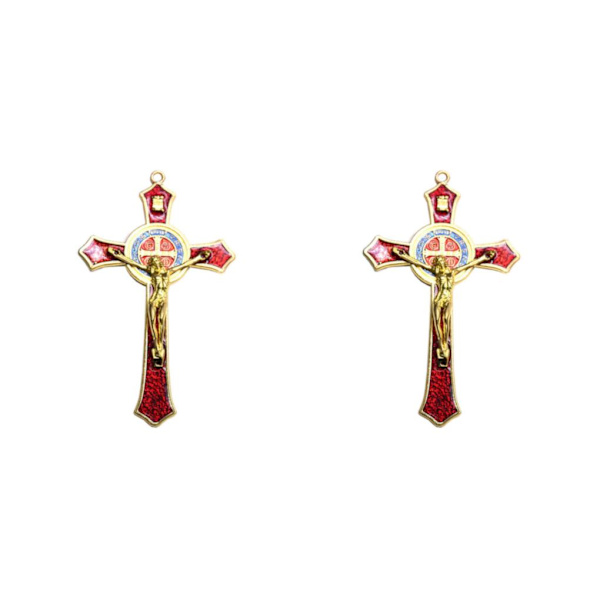1/2/3/5 Zinklegering Väggkrucifix Cross Jesus Statue Staty Red 12x7cm 2Set