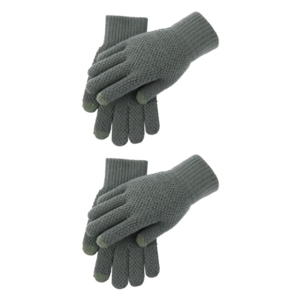 1/2/3/5 Men Winter Warm Touch Screen Handskar Full Finger Stickade Dark Green 22x12CM 2Set