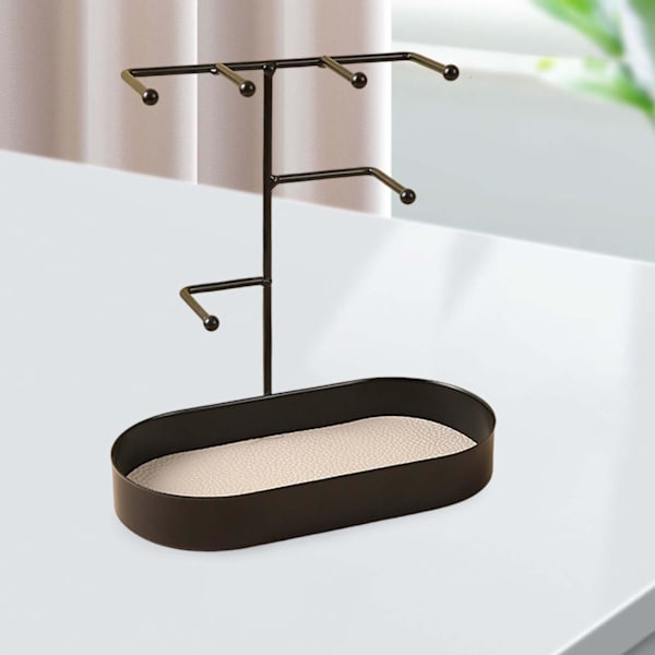 1/2/3/5 Smycken Organizer Stand Fack Display Rack för ringar Black PU Leather Pad 20 x 10 x 21cm 1Set