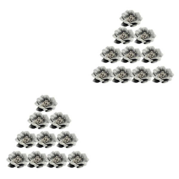 1/2/3/5 10 stycken Camellia Flower Heads för gör-det-själv-hårtillbehör Grey 4.5cm 2Set