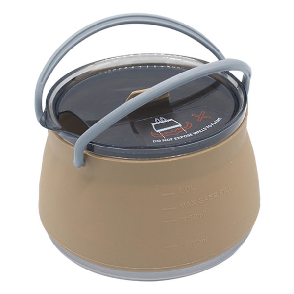 1/5 hopfällbar Camping Silikon Cook Pot Travel hopfällbar vattenkokare Khaki 5PCS