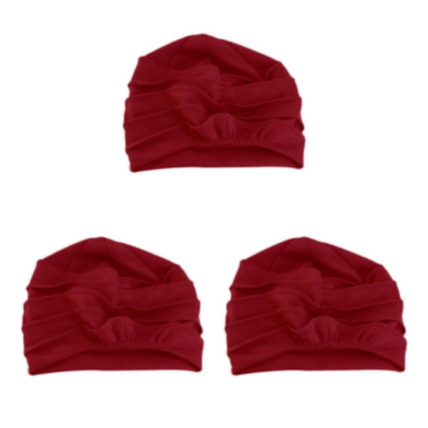1/2/3/5 Cap Bomullshuvud För Cover Håravfall Mjuk Purplish Red 56-58cm 3Set