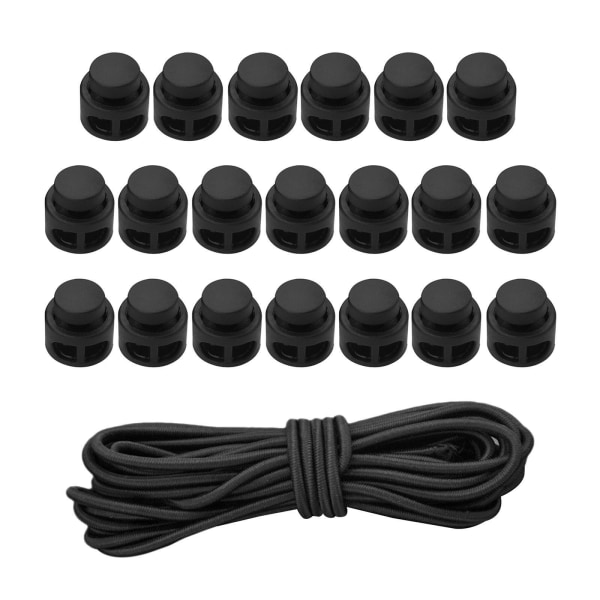 1/2/3/5 20st plastsnörelås Ändfjäderbelastad slider + För Black Style 1 1Set