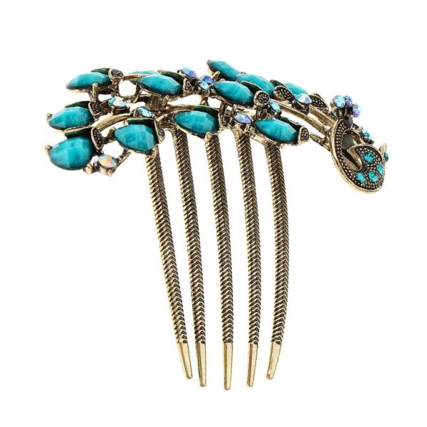 1/3/5 Antik metall Rhinestone Peacock hår kammar Clip Bröllop 5Set