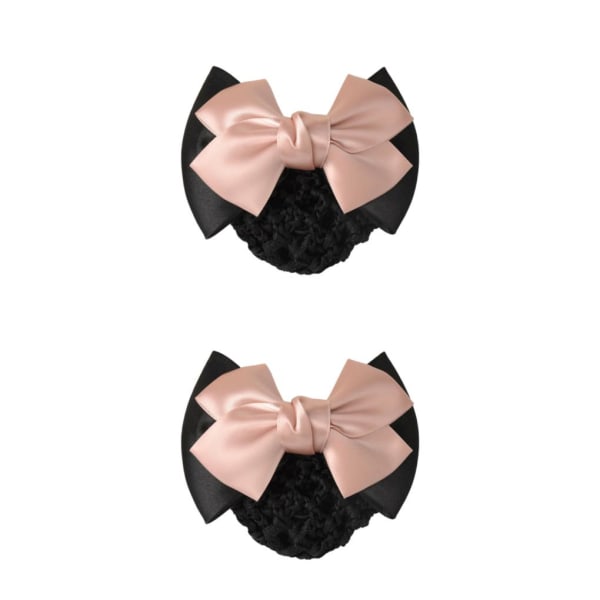 1/2/3/5 tyg lätt att bära Elastiska hårnät för moderiktiga Two Bows- light pink 2Set