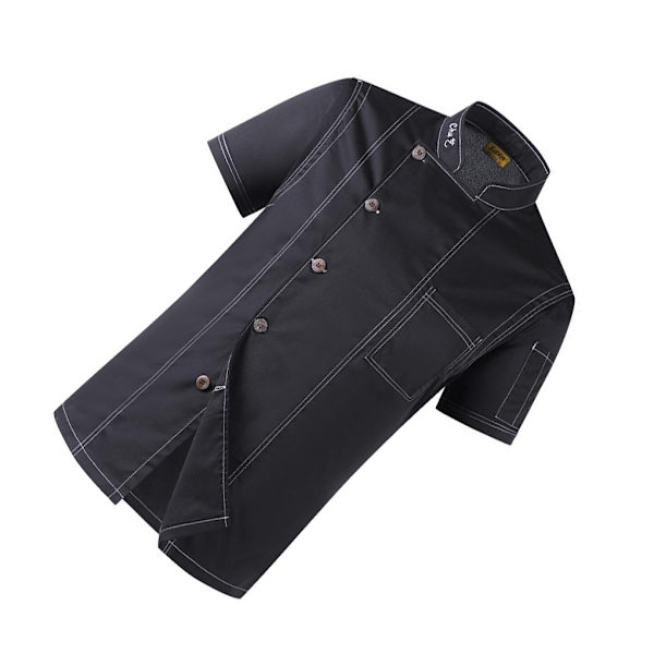 1/2/3 Svart Lätt att rengöra Chef Coat Button Chef Uniformer För black l 1Set