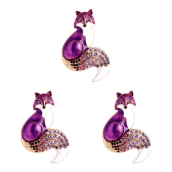 1/2/3/5 Söt Rhinestone Emalj För Fox Brosch Casual Women Purple 52x35mm 3Set