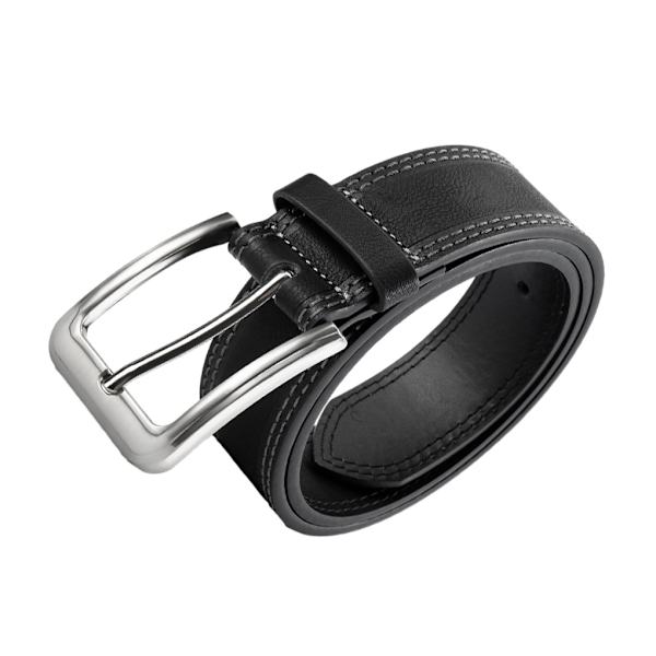 Klassisk stil män bälte med legering spänne huvud PU bälte flätat Black 110cm