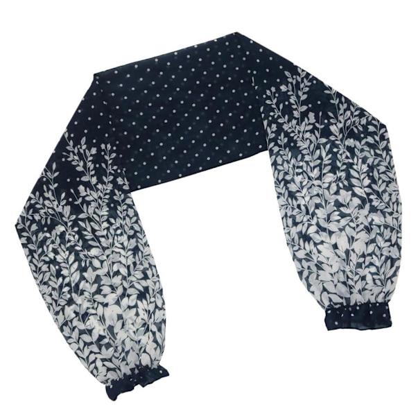 1/2/3/5 Dam Long Sleeve Chiffong För Bolero Shrug Dark Blue Flower 1Set